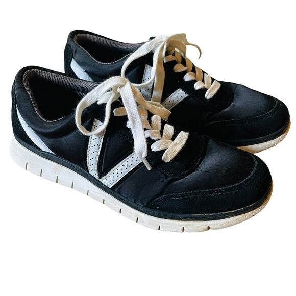 Vionic Nana Satin Suede Lace Up Athletic Sneakers Black 6.5 - Picture 1 of 7